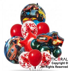 SET DE GLOBOS METALIZADOS BLAZE MONSTER MACHINES Y LATEX CON CONFETI x 10 UNIDADES